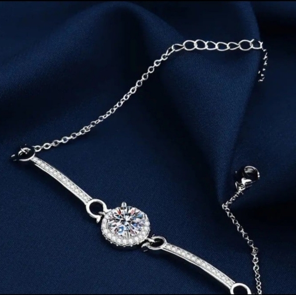 Moissanite Silver Tennis Bracelet Adjustable 2ct. Lab Created Diamond. - Picture 5 of 10